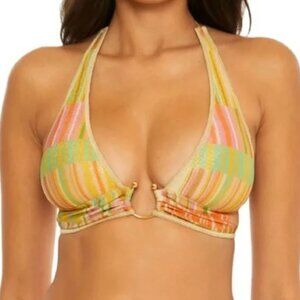 Becca Mira Halter Swimsuit Top Multicolor Shimmer Size D Cup NWOT
